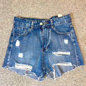 Shein Blue Ripped Shorts